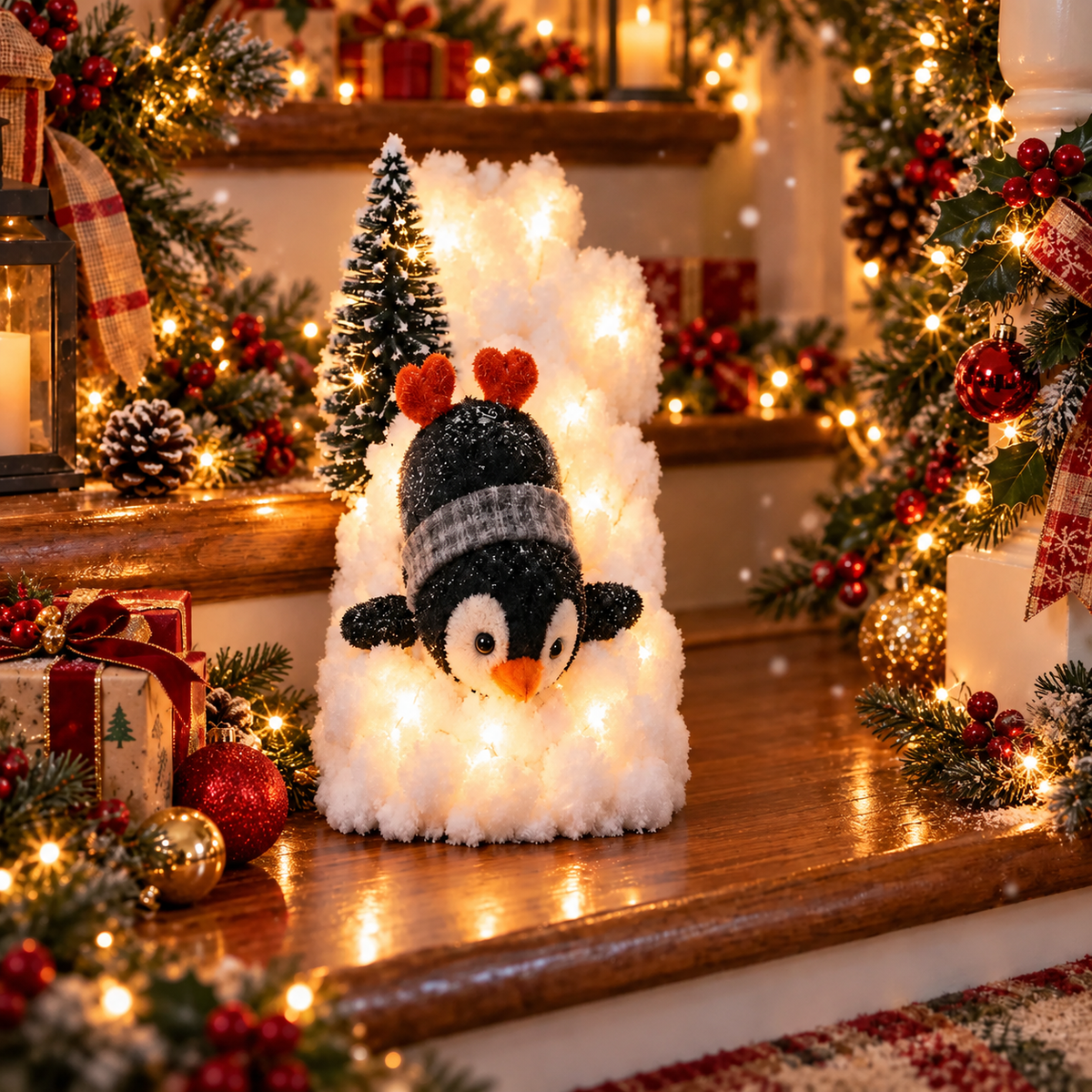 🔥 50% OFF – Playful Penguin Snowy Staircase Decor | Make Your Staircase Merry