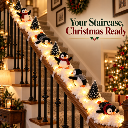 🔥 50% OFF – Playful Penguin Snowy Staircase Decor | Make Your Staircase Merry
