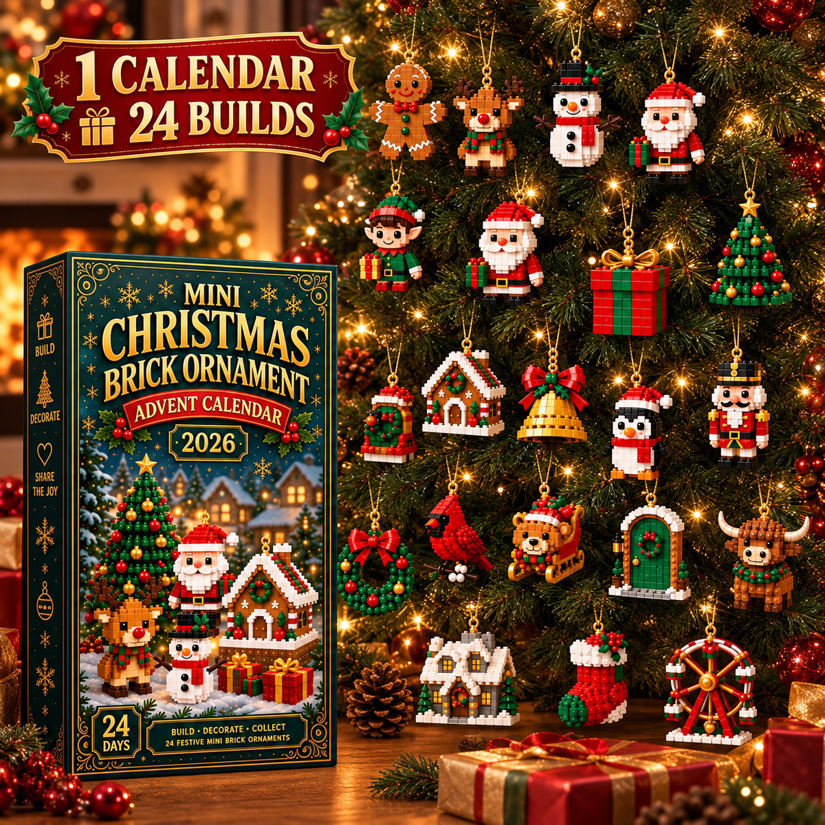 Christmas Brick Ornament Advent Calendar | 24 Mini Builds
