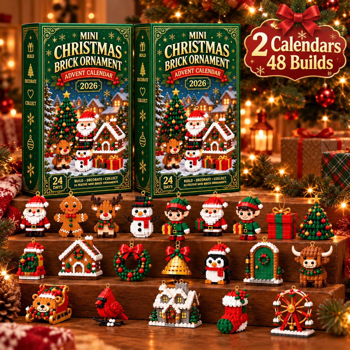 Christmas Brick Ornament Advent Calendar | 24 Mini Builds