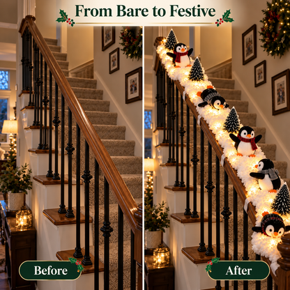 🔥 50% OFF – Playful Penguin Snowy Staircase Decor | Make Your Staircase Merry