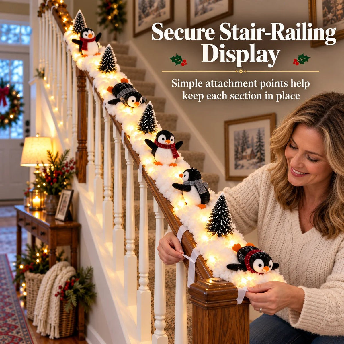 🔥 50% OFF – Playful Penguin Snowy Staircase Decor | Make Your Staircase Merry
