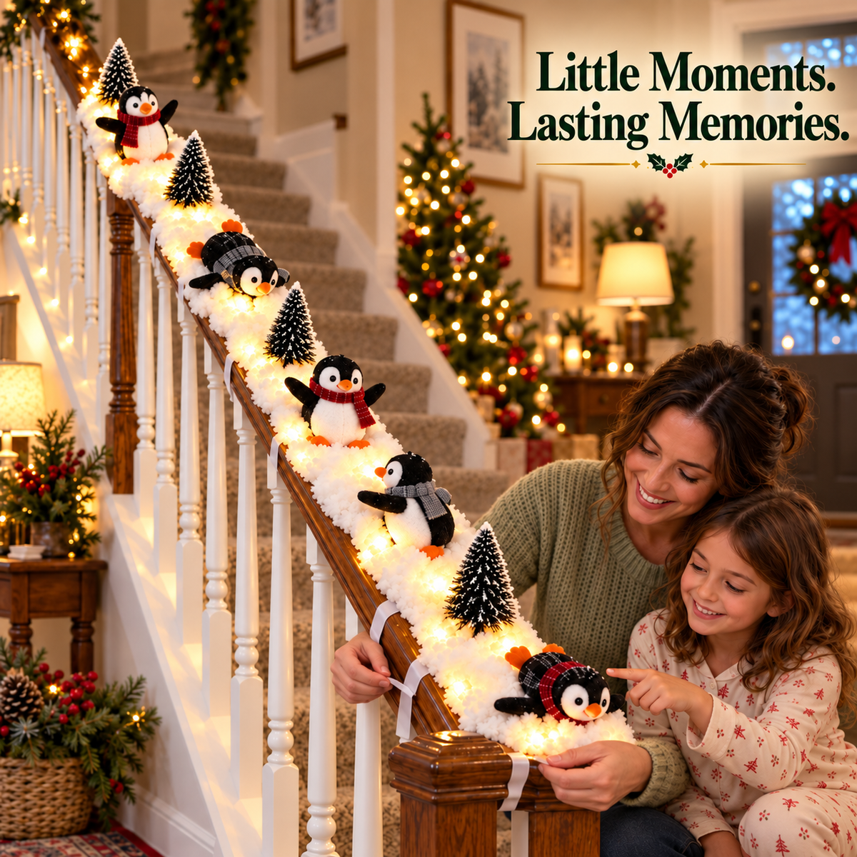 🔥 50% OFF – Playful Penguin Snowy Staircase Decor | Make Your Staircase Merry