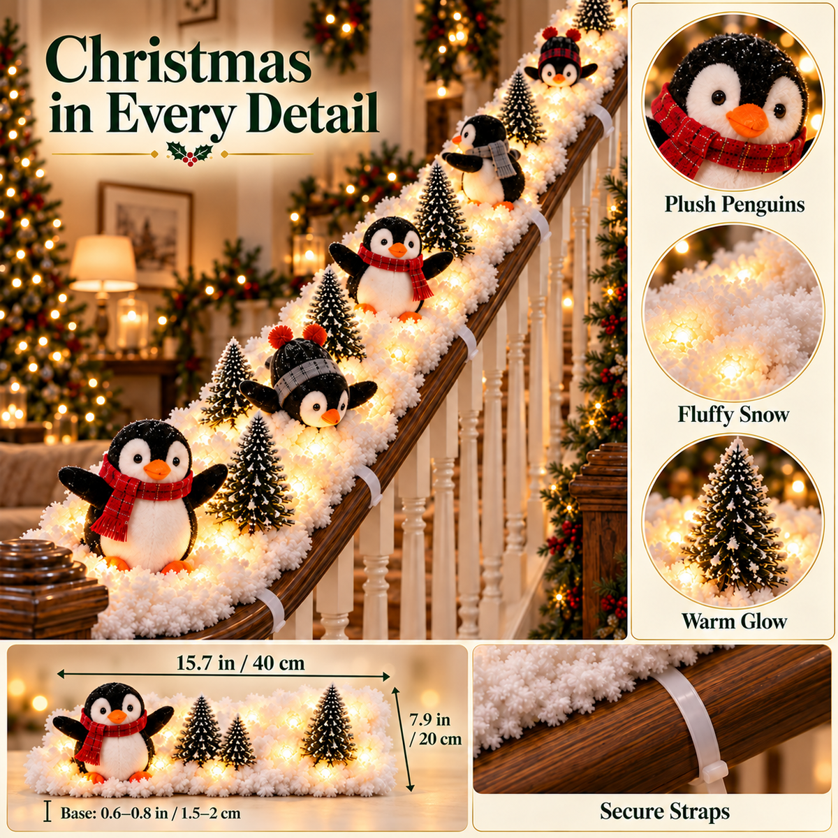 🔥 50% OFF – Playful Penguin Snowy Staircase Decor | Make Your Staircase Merry