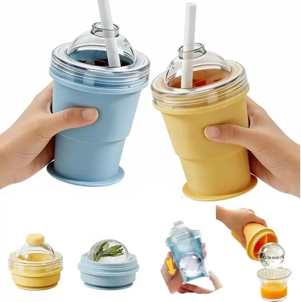 2-in-1 Foldable Silicone Ice Ball Maker Cup