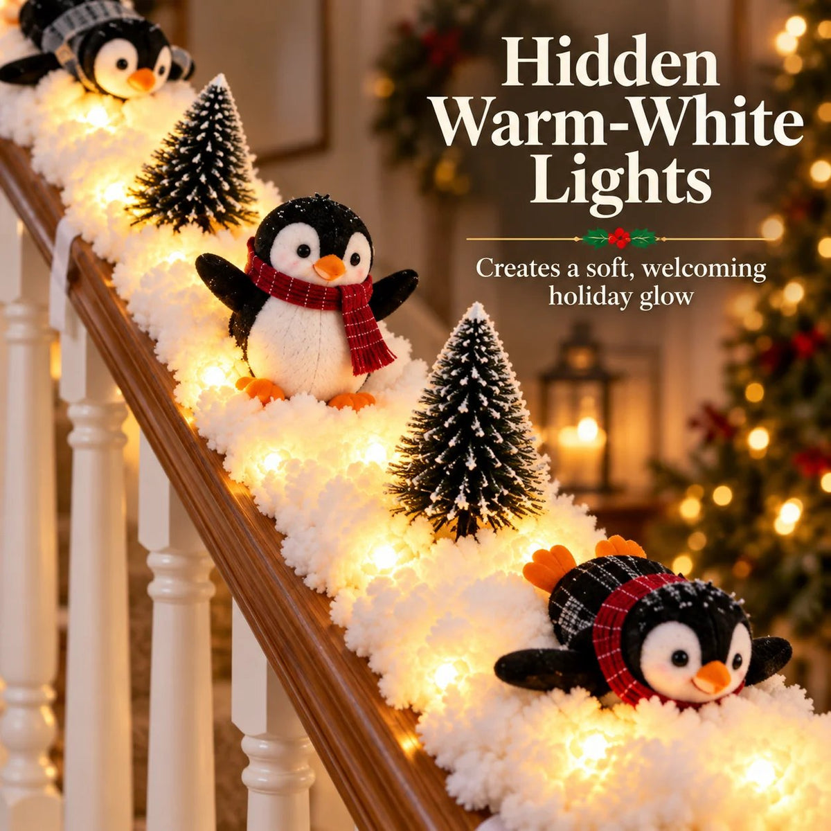 🔥 50% OFF – Playful Penguin Snowy Staircase Decor | Make Your Staircase Merry
